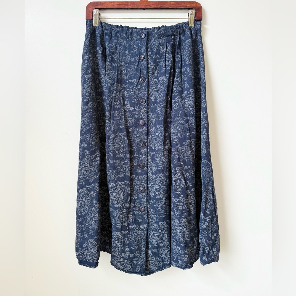 ⭐️ Upcycled April Cornell Skirt Midi Button Front Vintage Rework